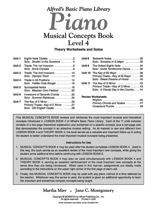 Alfred's Basic Piano Library: Musical Concepts Book 4 Theory Worksheets and Solos 鋼琴 獨奏 | 小雅音樂 Hsiaoya Music
