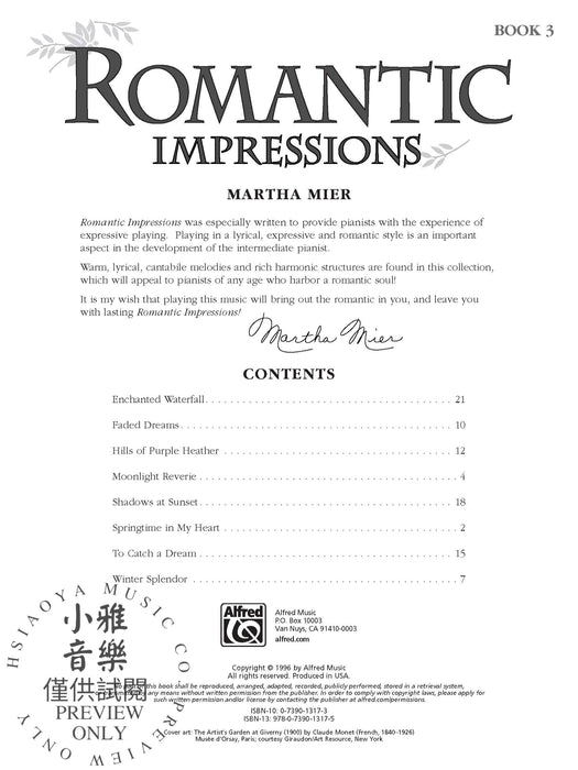 Romantic Impressions, Book 3 8 Solos in Romantic Style for Intermediate to Late Intermediate Pianists 獨奏 風格 | 小雅音樂 Hsiaoya Music