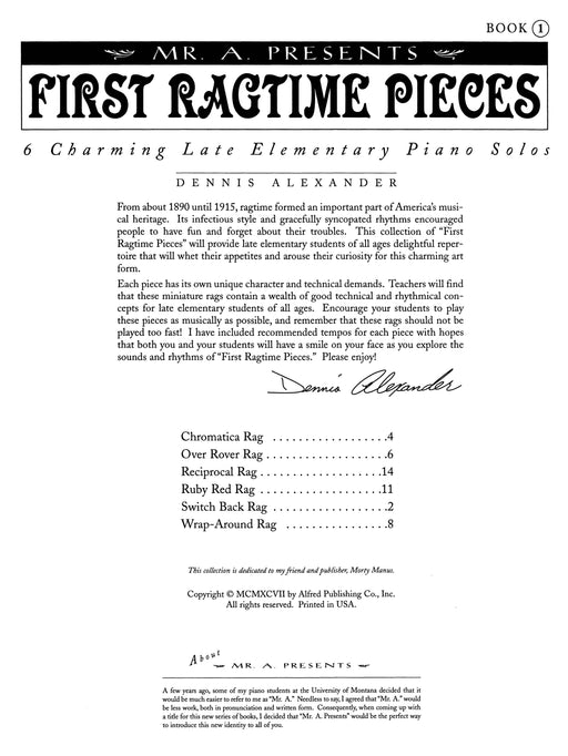 Mr. "A" Presents First Ragtime Pieces, Book 1 繁音拍子小品 | 小雅音樂 Hsiaoya Music