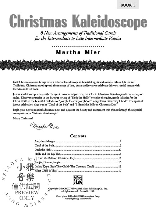 Christmas Kaleidoscope, Book 1 8 New Arrangements of Traditional Carols for the Intermediate to Late Intermediate Pianist 耶誕頌歌 | 小雅音樂 Hsiaoya Music