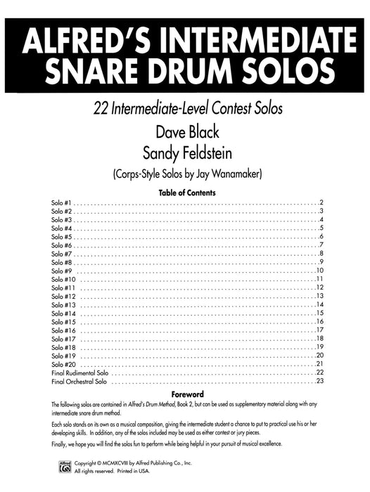 Alfred's Intermediate Snare Drum Solos 22 Intermediate-Level Contest Solos 鼓獨奏 獨奏 | 小雅音樂 Hsiaoya Music