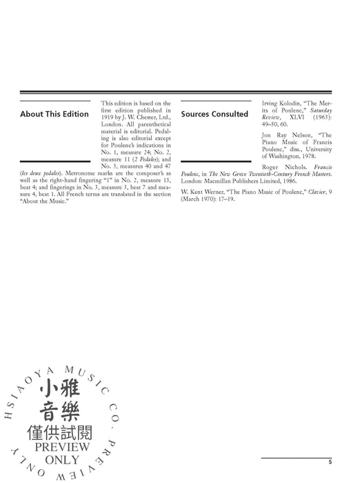 Poulenc: Mouvements perpétuels | 小雅音樂 Hsiaoya Music