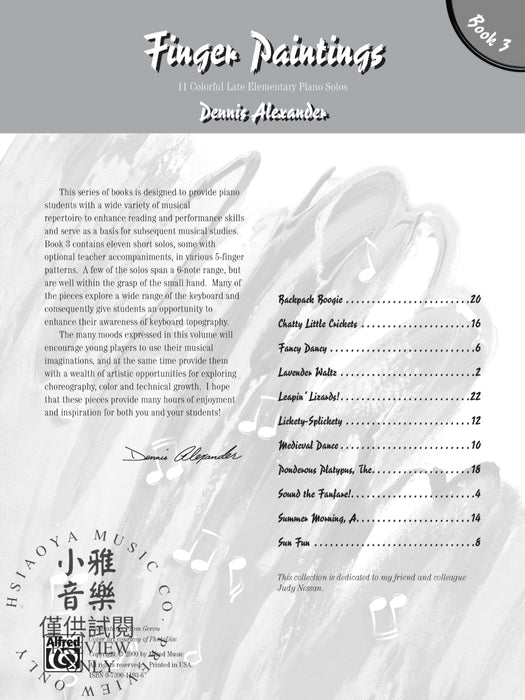 Finger Paintings, Book 3 11 Colorful Late Elementary Piano Solos 鋼琴 獨奏 | 小雅音樂 Hsiaoya Music