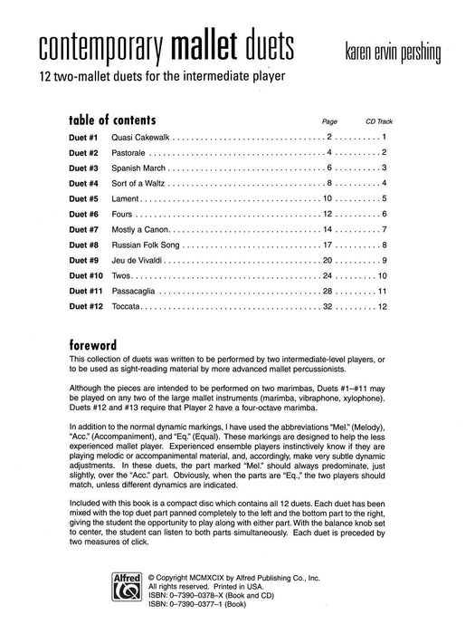 Contemporary Mallet Duets 12 Two-Mallet Duets for the Intermediate Player 二重奏 | 小雅音樂 Hsiaoya Music