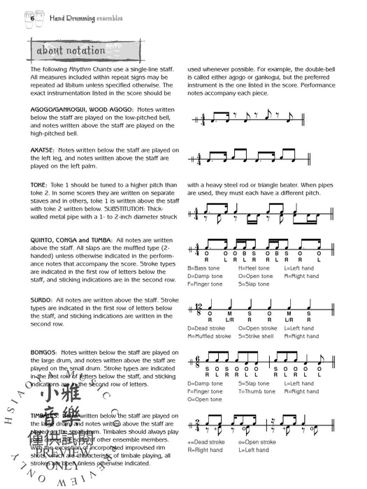 Hand Drumming Ensembles Rhythm Charts for Group Performance 節奏 | 小雅音樂 Hsiaoya Music