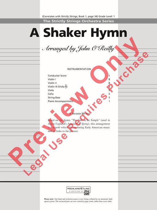 A Shaker Hymn 讚美歌 總譜 | 小雅音樂 Hsiaoya Music