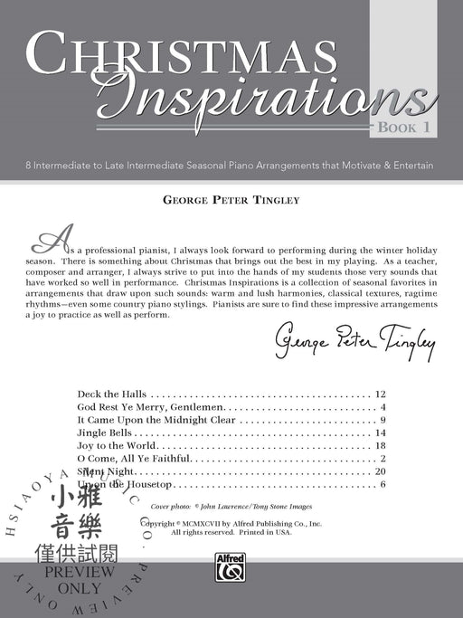 Christmas Inspirations, Book 1 8 Intermediate to Late Intermediate Seasonal Piano Arrangements That Motivate & Entertain 鋼琴 | 小雅音樂 Hsiaoya Music