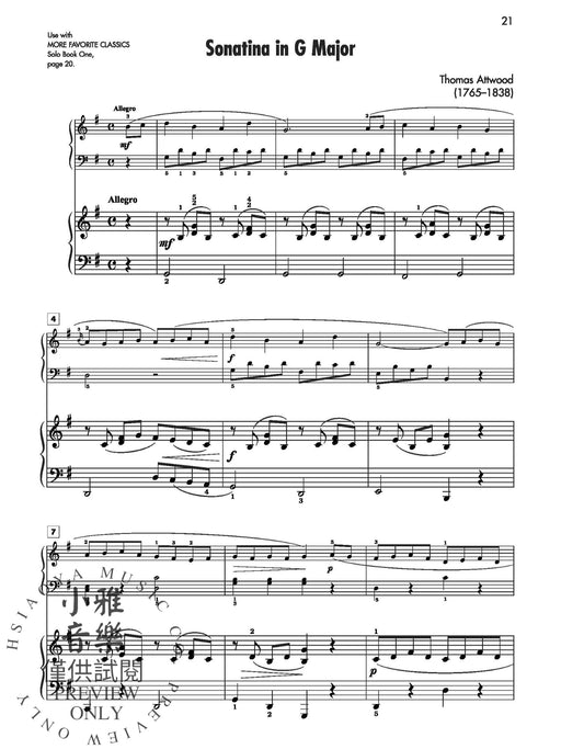 More Favorite Classics: Accompaniment, Book 1 20 Favorite Pieces for Early Intermediate Through Intermediate Students from the Four Stylistic Periods of Piano Repertoire 伴奏 小品 鋼琴 | 小雅音樂 Hsiaoya Music