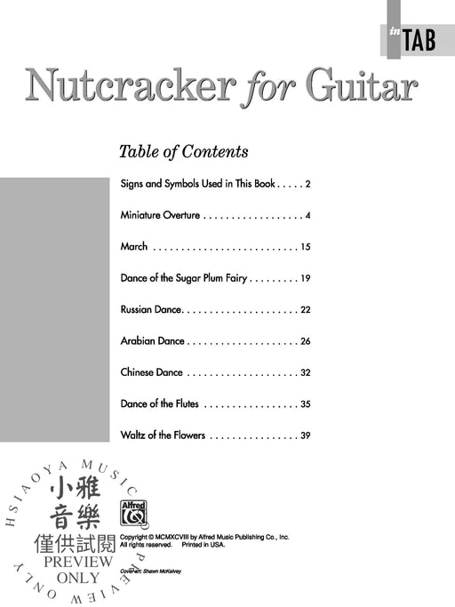 Nutcracker for Guitar: In TAB Intermediate Solo Arrangements of the Complete Suite 胡桃鉗 吉他 獨奏 組曲 | 小雅音樂 Hsiaoya Music