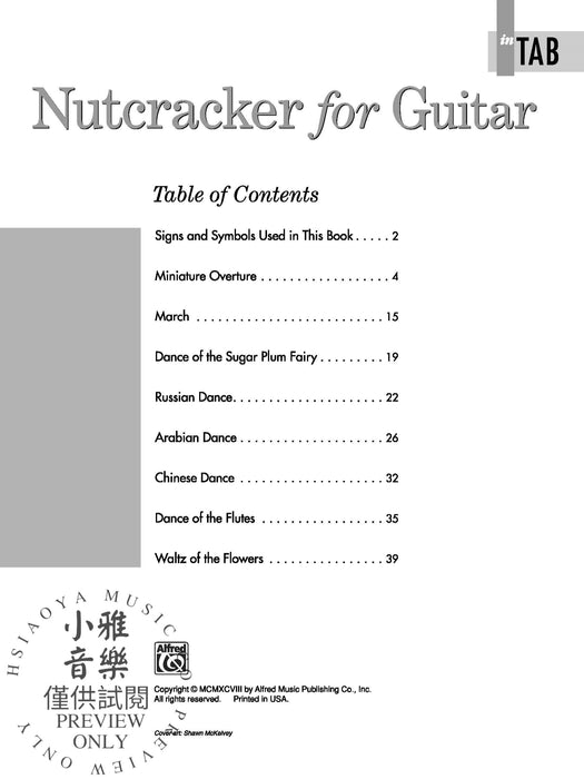 Nutcracker for Guitar: In TAB Intermediate Solo Arrangements of the Complete Suite 胡桃鉗 吉他 獨奏 組曲 | 小雅音樂 Hsiaoya Music