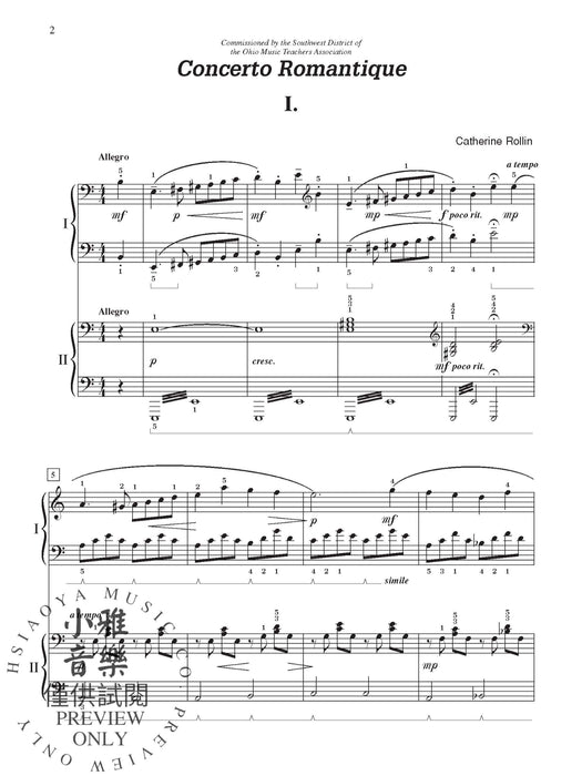 Concerto Romantique In Three Movements for Solo Piano with Piano Accompaniment 協奏曲 獨奏 鋼琴 伴奏 | 小雅音樂 Hsiaoya Music