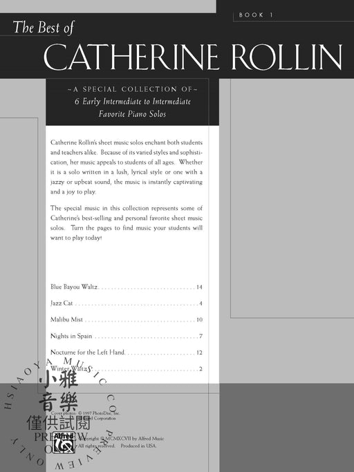 The Best of Catherine Rollin, Book 1 A Special Collection of 6 Early Intermediate to Intermediate Favorite Piano Solos 鋼琴 獨奏 | 小雅音樂 Hsiaoya Music