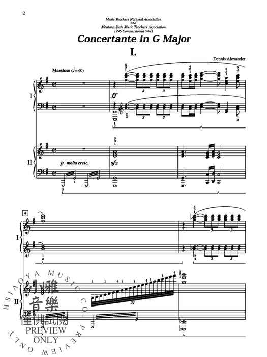 Concertante in G Major In Three Movements for Solo Piano with Piano Accompaniment 複協奏曲 獨奏 鋼琴 伴奏 | 小雅音樂 Hsiaoya Music