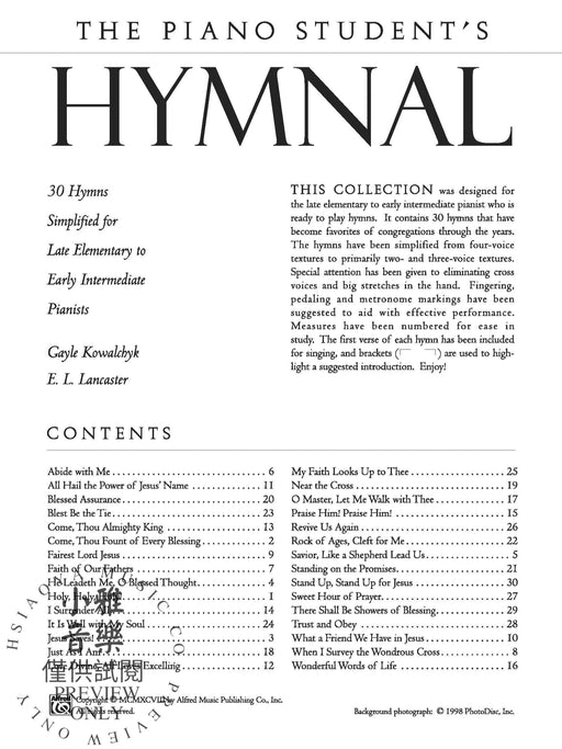 The Piano Student's Hymnal 30 Hymns Simplified for Late Elementary to Early Intermediate Pianists 鋼琴 | 小雅音樂 Hsiaoya Music