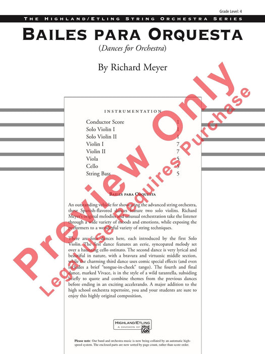 Bailes para Orquesta (For Two Solo Violins and String Orchestra) 獨奏 小提琴 弦樂團 總譜 | 小雅音樂 Hsiaoya Music