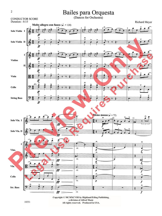 Bailes para Orquesta (For Two Solo Violins and String Orchestra) 獨奏 小提琴 弦樂團 總譜 | 小雅音樂 Hsiaoya Music