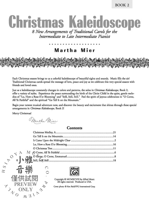 Christmas Kaleidoscope, Book 2 8 New Arrangements of Traditional Carols for the Intermediate to Late Intermediate Pianist 耶誕頌歌 | 小雅音樂 Hsiaoya Music