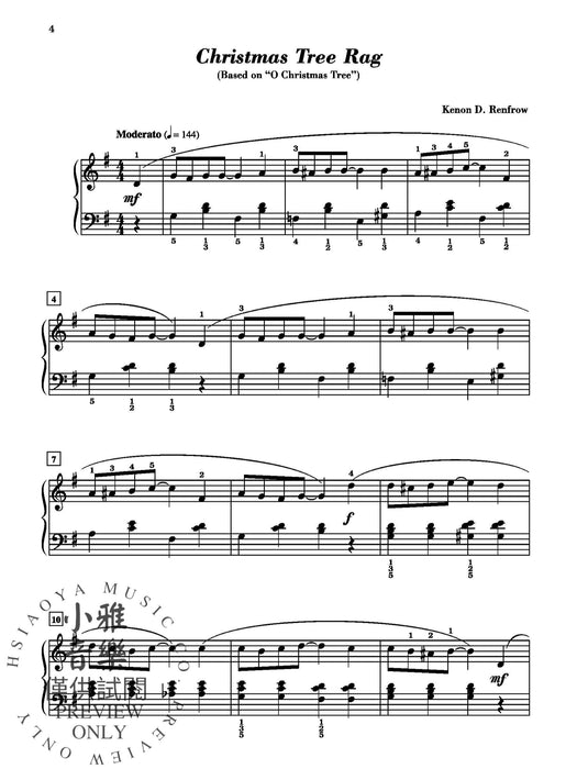 A Ragtime Christmas 6 Intermediate Ragtime Piano Solos Based on Familiar Christmas Songs 繁音拍子 繁音拍子鋼琴 獨奏 | 小雅音樂 Hsiaoya Music