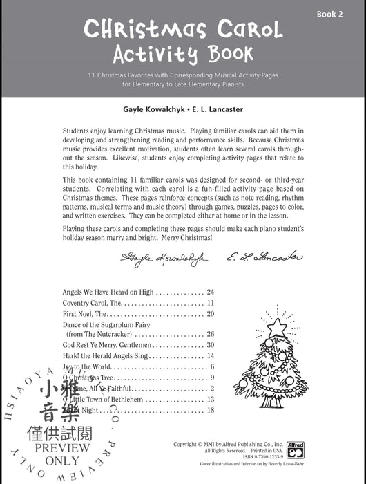 Christmas Carol Activity Book, Book 2 11 Christmas Favorites with Corresponding Musical Activity Pages for Elementary to Late Elementary Pianists 耶誕頌歌 | 小雅音樂 Hsiaoya Music
