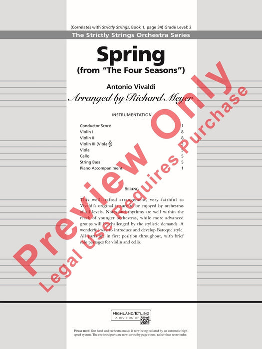 Spring (from The Four Seasons) 韋瓦第 四季 總譜 | 小雅音樂 Hsiaoya Music