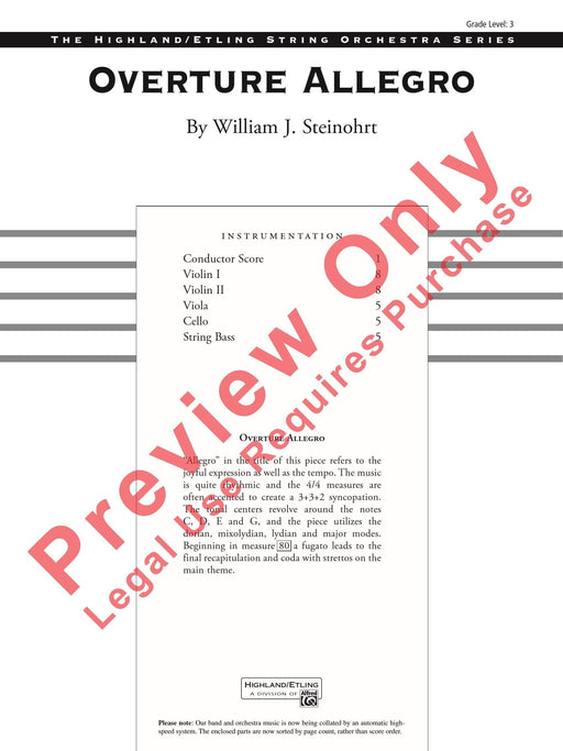 Overture Allegro 序曲 快板 總譜 | 小雅音樂 Hsiaoya Music