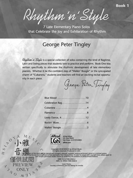 Rhythm 'n' Style, Book 1 7 Late Elementary Piano Solos That Celebrate the Joy and Exhilaration of Rhythm 節奏 風格 鋼琴 獨奏 節奏 | 小雅音樂 Hsiaoya Music