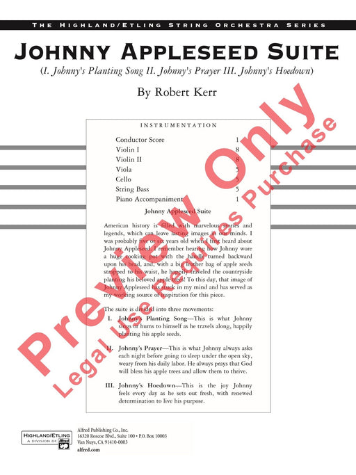 Johnny Appleseed Suite I. Johnny's Planting Song, II. Johnny's Prayer, III. Johnny's Hoedown 組曲 總譜 | 小雅音樂 Hsiaoya Music