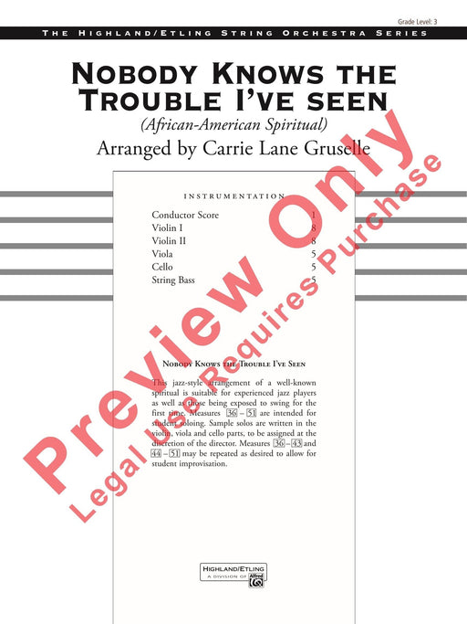 Nobody Knows the Trouble I've Seen 總譜 | 小雅音樂 Hsiaoya Music