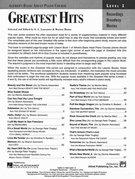 Alfred's Basic Adult Piano Course: Greatest Hits Book 1 鋼琴 | 小雅音樂 Hsiaoya Music