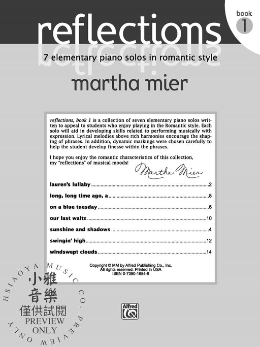 Reflections, Book 1 7 Elementary Piano Solos in Romantic Style 鋼琴 獨奏 風格 | 小雅音樂 Hsiaoya Music