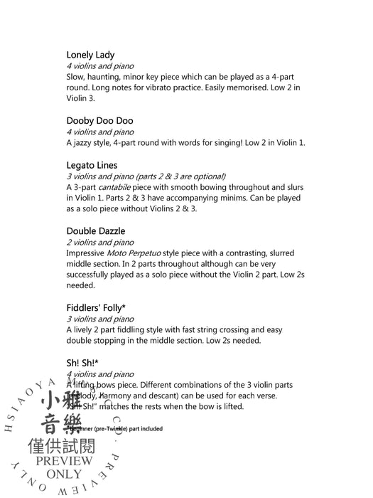 Gems for Violin Ensembles 2 Easy Ensemble Pieces with Piano 小提琴 小品 鋼琴 | 小雅音樂 Hsiaoya Music