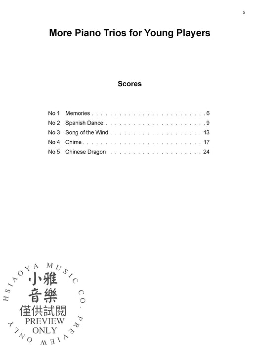 More Piano Trios for Young Players Easy Repertoire for Violin, Cello & Piano 鋼琴 三重奏 小提琴 大提琴 鋼琴 | 小雅音樂 Hsiaoya Music