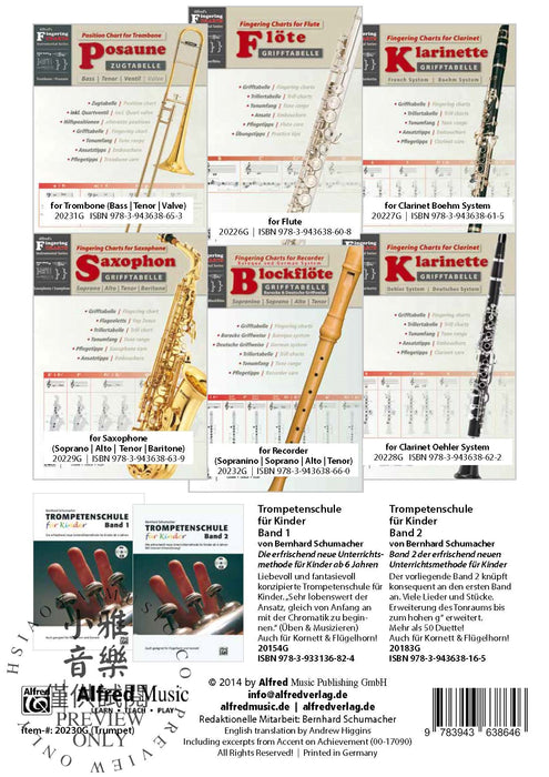 Grifftabelle für Trompete [Fingering Charts for Trumpet] 小號 | 小雅音樂 Hsiaoya Music