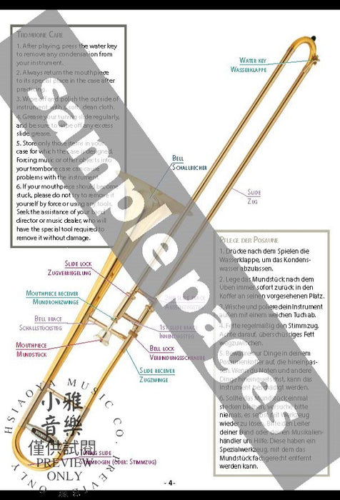 Zugtabelle für Posaune [Position Charts for Trombone] 長號 | 小雅音樂 Hsiaoya Music