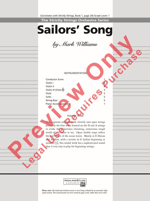 Sailor's Song 總譜 | 小雅音樂 Hsiaoya Music