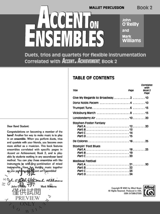 Accent on Ensembles, Book 2 Duets, Trios and Quartets for Flexible Instrumentation Correlated with Accent on Achievement, Book 2 二重奏 三重奏 四重奏 配器法 | 小雅音樂 Hsiaoya Music