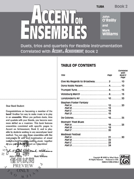 Accent on Ensembles, Book 2 Duets, Trios and Quartets for Flexible Instrumentation Correlated with Accent on Achievement, Book 2 二重奏 三重奏 四重奏 配器法 | 小雅音樂 Hsiaoya Music