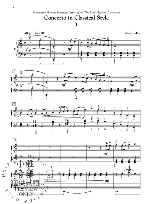Concerto in Classical Style In Three Movements for Solo Piano with Piano Accompaniment 協奏曲 古典 獨奏 鋼琴 伴奏 | 小雅音樂 Hsiaoya Music