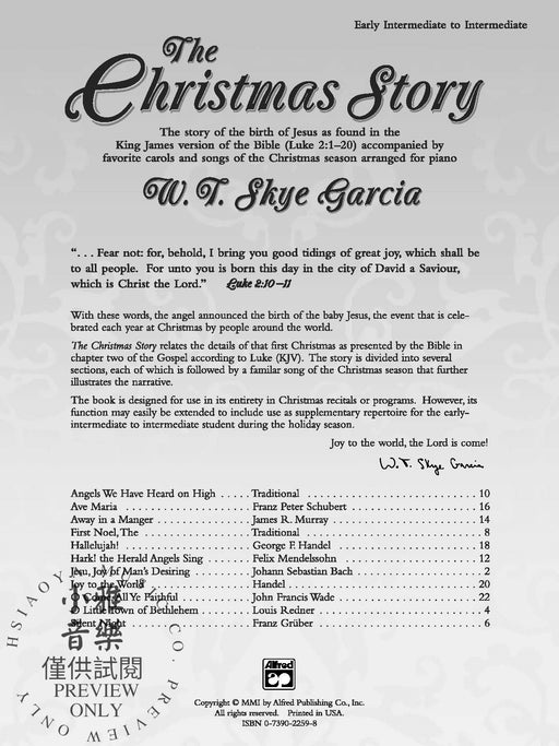 The Christmas Story The Story of the Birth of Jesus as Found in the King James Version of the Bible (Luke 2:1--20) Accompanied by Favorite Carols and Songs of the Christmas Season Arranged for Piano 耶誕頌歌 鋼琴 | 小雅音樂 Hsiaoya Music