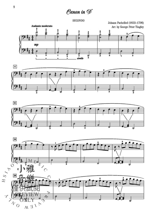 Classics for Piano Duet, Book 2 8 Duet Arrangements of Student Favorites for Intermediate to Late Intermediate Pianists 四手聯彈 二重奏 | 小雅音樂 Hsiaoya Music