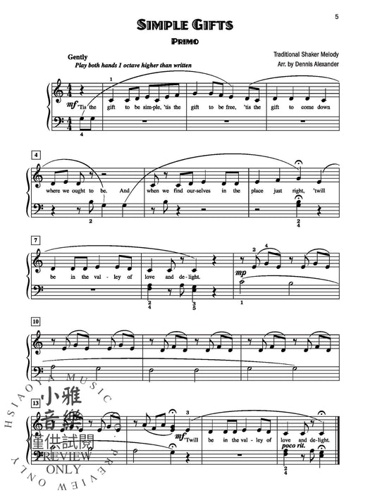 Five-Star Patriotic Duets 8 Colorful Late Elementary Arrangements for One Piano, Four Hands 三重奏 二重奏 鋼琴四手聯彈 | 小雅音樂 Hsiaoya Music