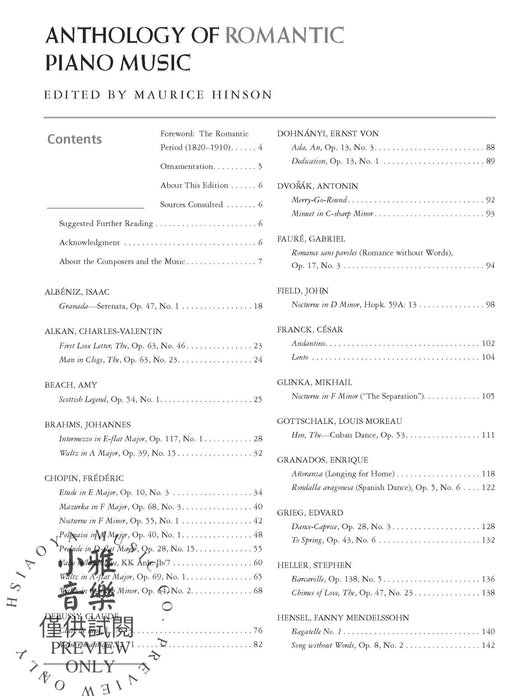 Anthology of Romantic Piano Music Intermediate to Early Advanced Works by 36 Composers 鋼琴 | 小雅音樂 Hsiaoya Music