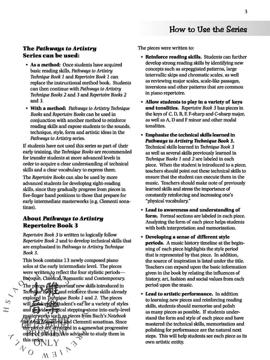 Pathways to Artistry: Repertoire, Book 3 A Method for Comprehensive Technical and Musical Development | 小雅音樂 Hsiaoya Music