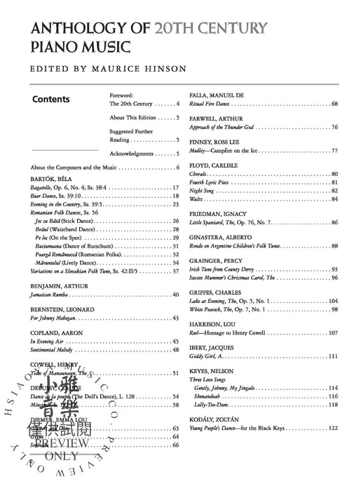 Anthology of 20th Century Piano Music Intermediate to Early Advanced Works by 37 Composers 鋼琴 | 小雅音樂 Hsiaoya Music