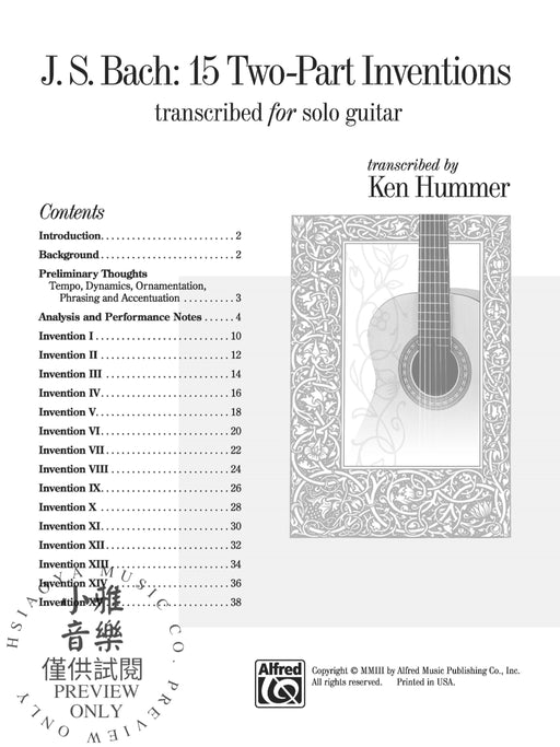 J. S. Bach: 15 Two-Part Inventions Transcribed for Solo Guitar 創意曲 獨奏 吉他 | 小雅音樂 Hsiaoya Music
