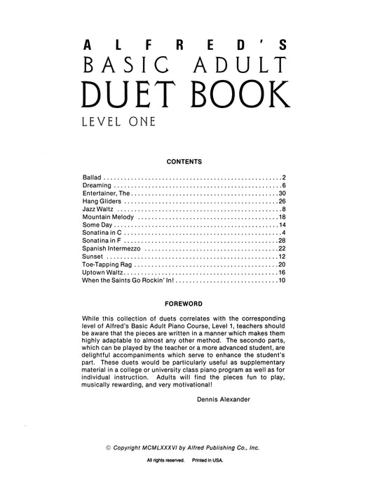 Alfred's Basic Adult Piano Course: Duet Book 1 鋼琴 二重奏 | 小雅音樂 Hsiaoya Music