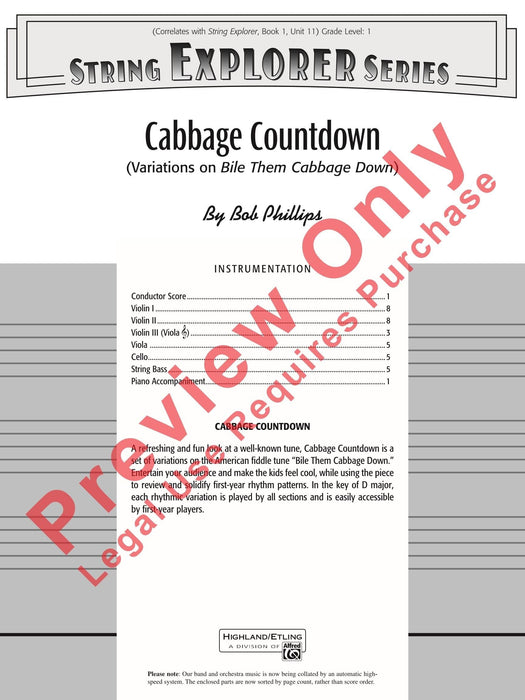 Cabbage Countdown (Variations on Bile Them Cabbage Down) 詠唱調 總譜 | 小雅音樂 Hsiaoya Music