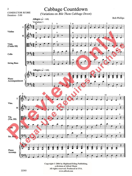 Cabbage Countdown (Variations on Bile Them Cabbage Down) 詠唱調 總譜 | 小雅音樂 Hsiaoya Music