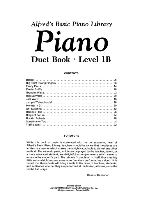 Alfred's Basic Piano Library: Duet Book 1B 鋼琴 二重奏 | 小雅音樂 Hsiaoya Music