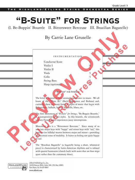 B-Suite for Strings I. Be-Boppin' Bourée, II. Bittersweet Berceuse, III. Brazilian Bagatelle 組曲 弦樂 搖籃曲 音樂小品 總譜 | 小雅音樂 Hsiaoya Music